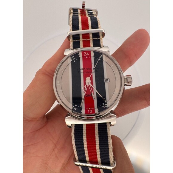 LOUIS VUITTON Tambour GMT Q1F30 Tricolor Men's - Picture 1 of 5